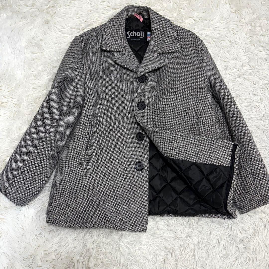 みかん 様USA製 Schott 中綿 Pコート キルティング グレー M