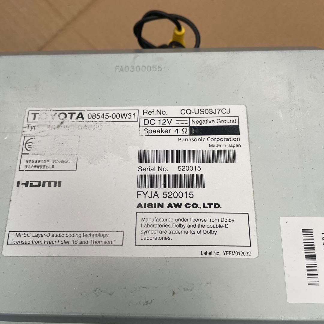 トヨタ純正　NSZA-X64T 08545-00W31 カーナビ