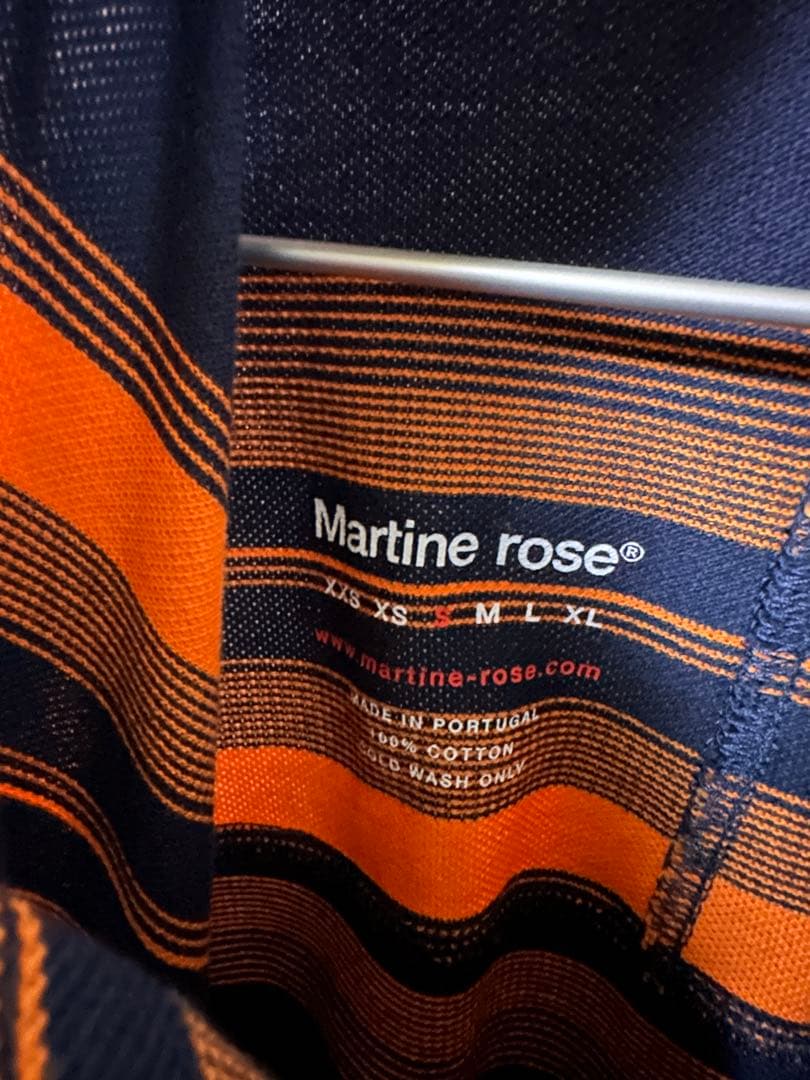 MARTINE ROSE 23AW ストライプ 長袖ポロシャツ オレンジ
