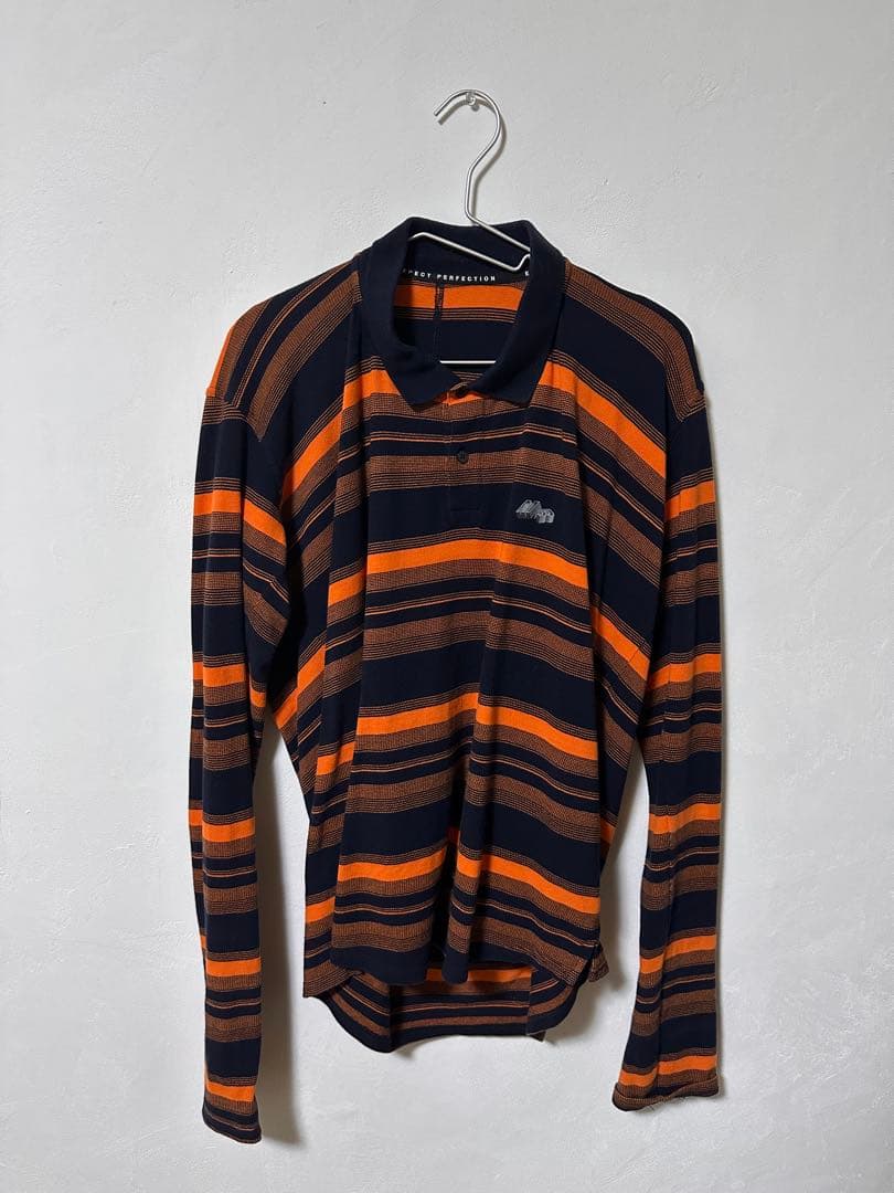 MARTINE ROSE 23AW ストライプ 長袖ポロシャツ オレンジ