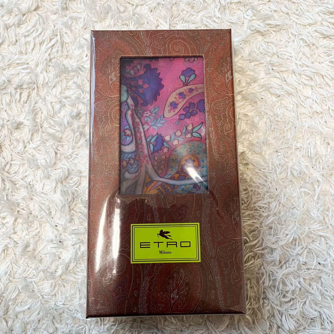 エトロ　シルク100 ストール　ペイズリー　ピンクパープル