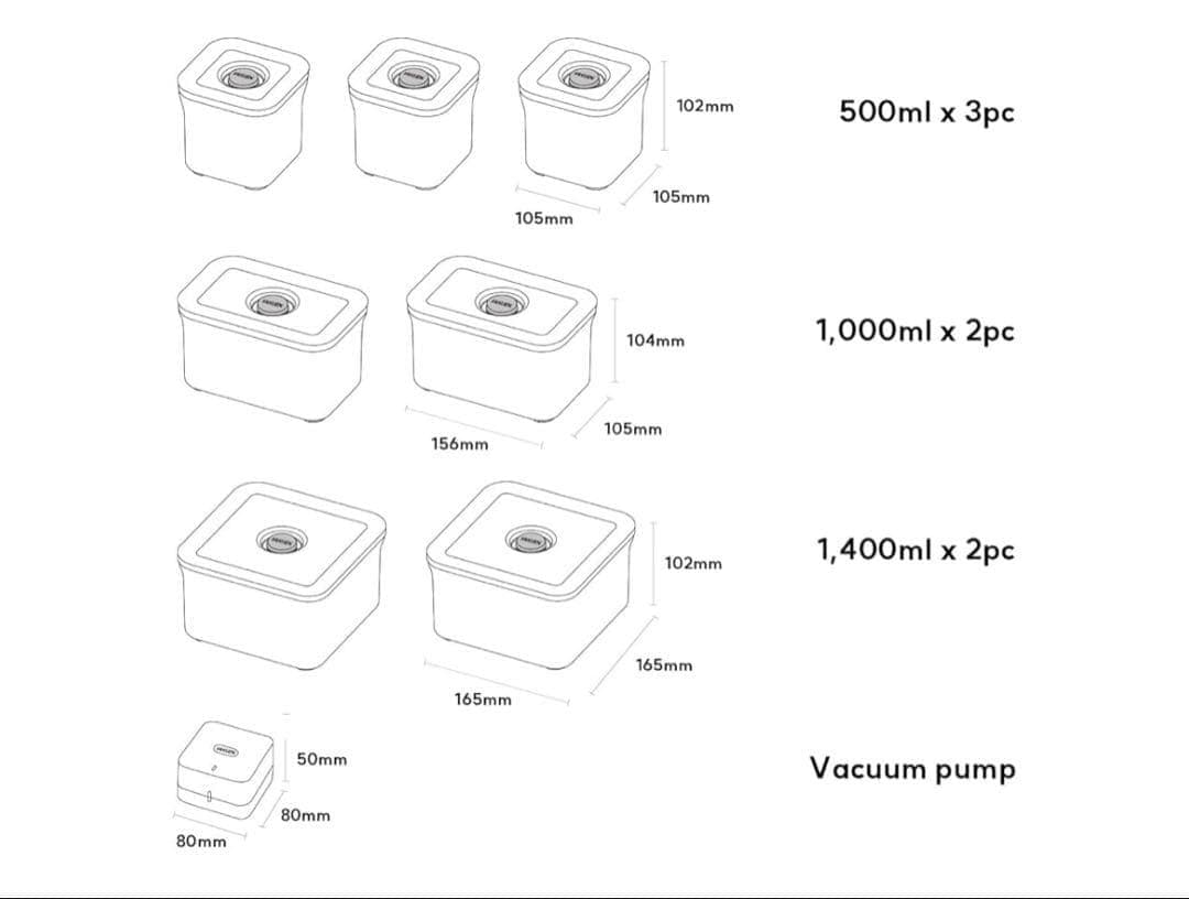 12666 VAKUEN 真空保存容器&全自動食品シーラー機 ショート8点セット