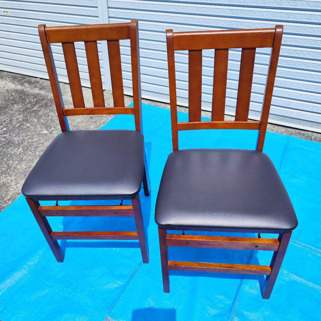 滝口木材 木製ダイニングチェア 折りたたみ式 ダイニングチェア 2脚セット 美品