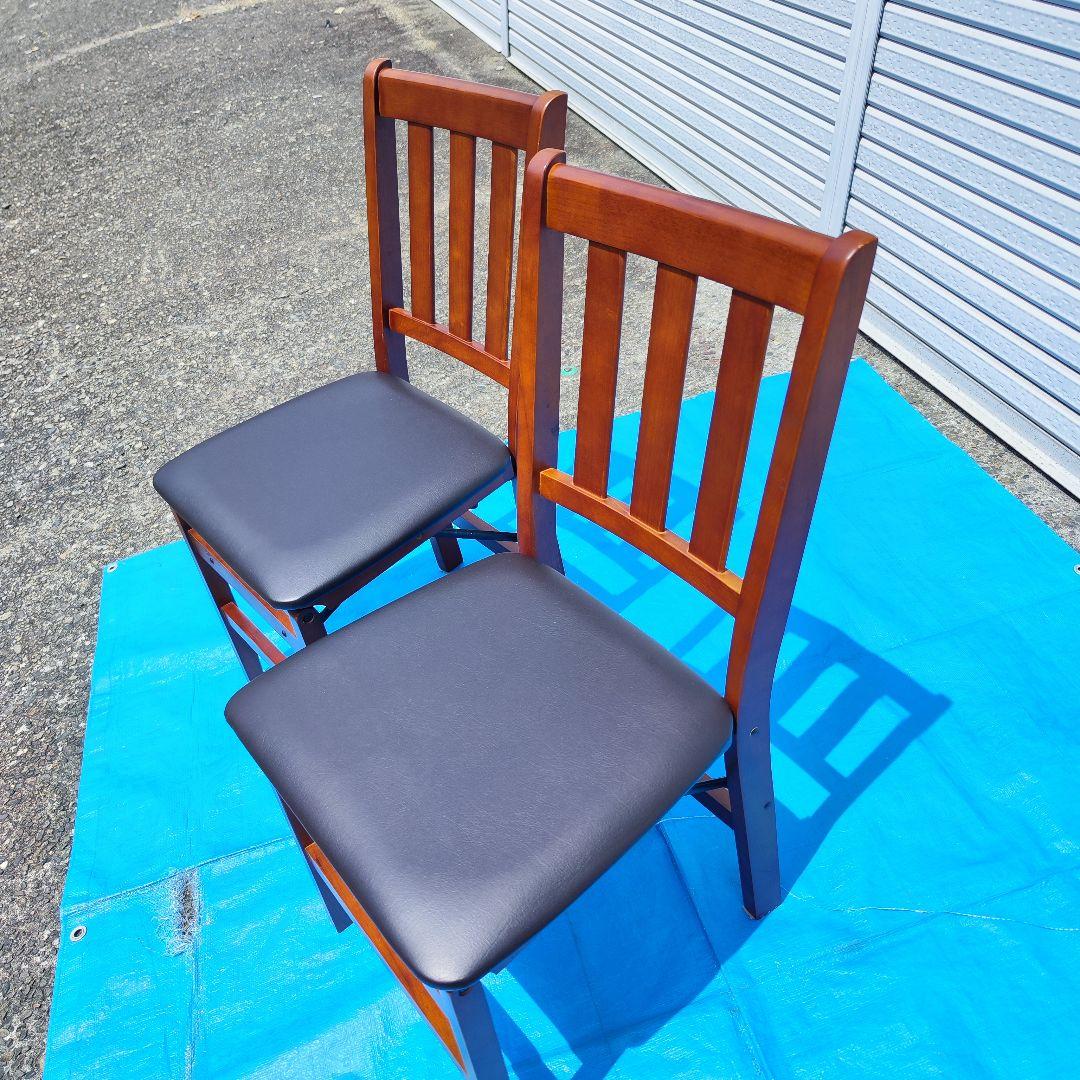 滝口木材 木製ダイニングチェア 折りたたみ式 ダイニングチェア 2脚セット 美品