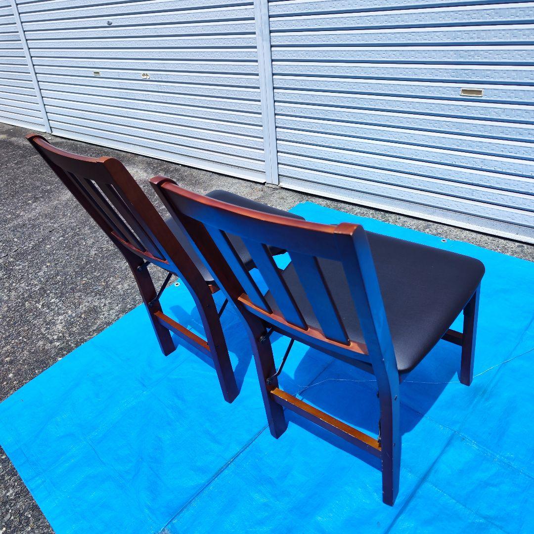 滝口木材 木製ダイニングチェア 折りたたみ式 ダイニングチェア 2脚セット 美品