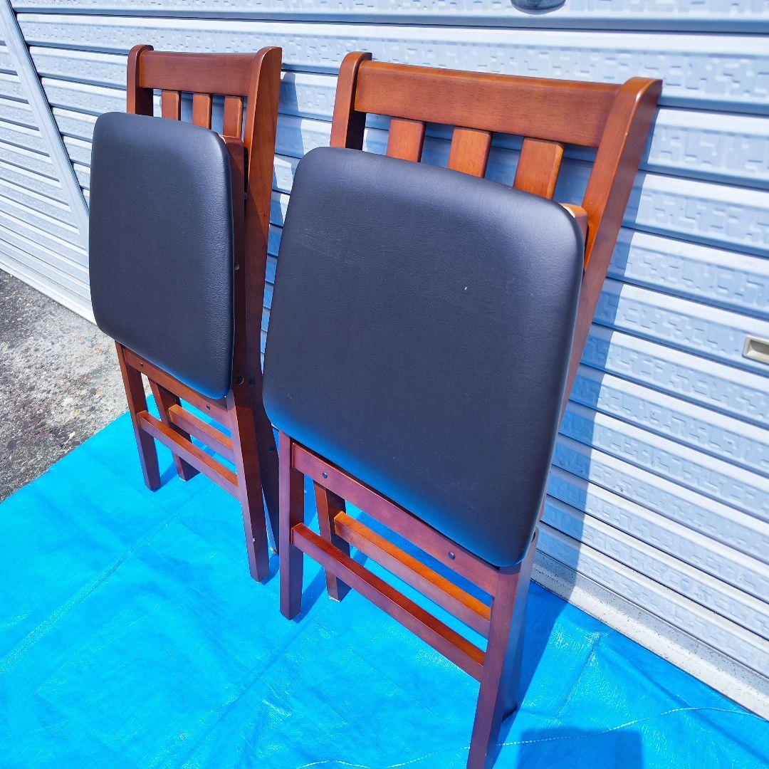 滝口木材 木製ダイニングチェア 折りたたみ式 ダイニングチェア 2脚セット 美品