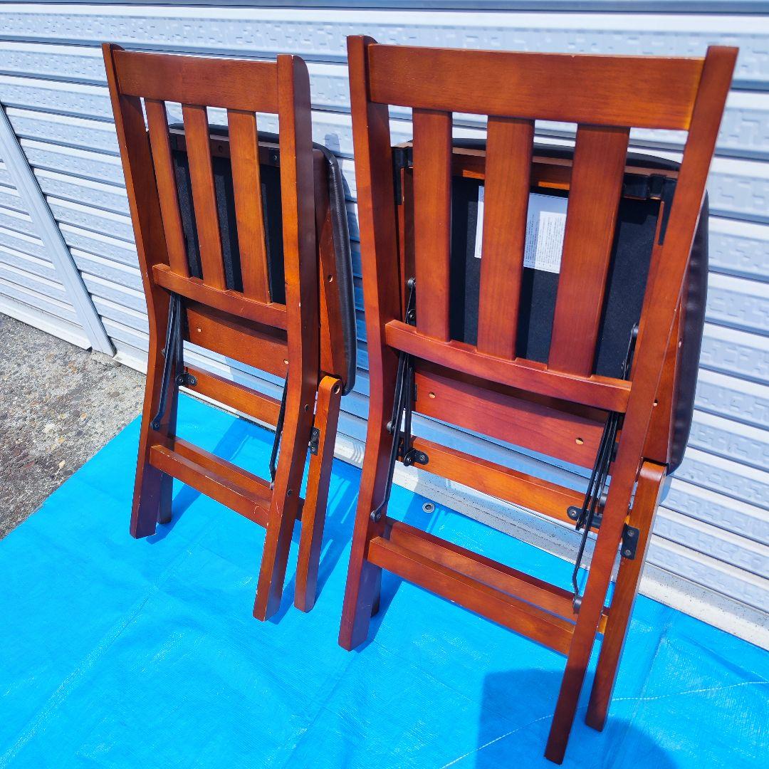 滝口木材 木製ダイニングチェア 折りたたみ式 ダイニングチェア 2脚セット 美品