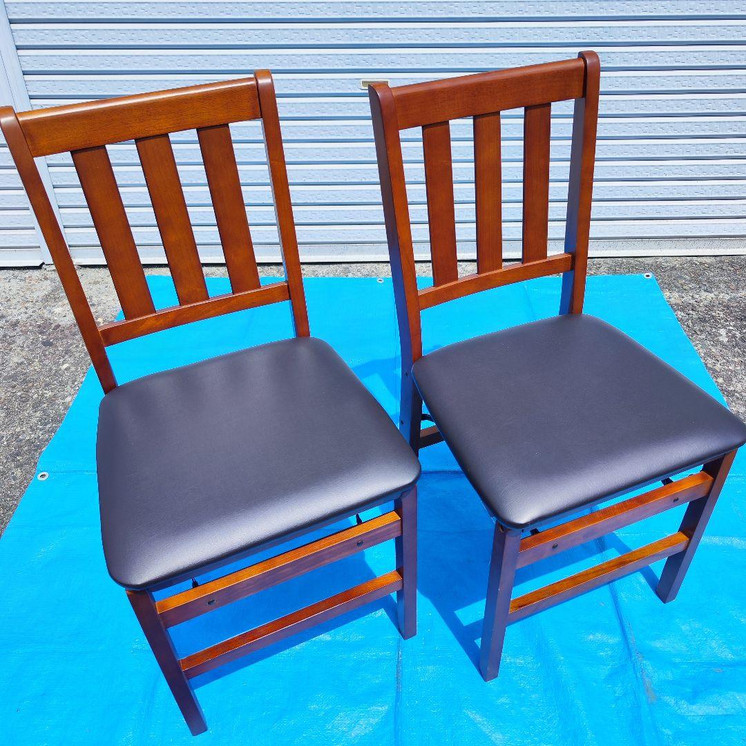 滝口木材 木製ダイニングチェア 折りたたみ式 ダイニングチェア 2脚セット 美品