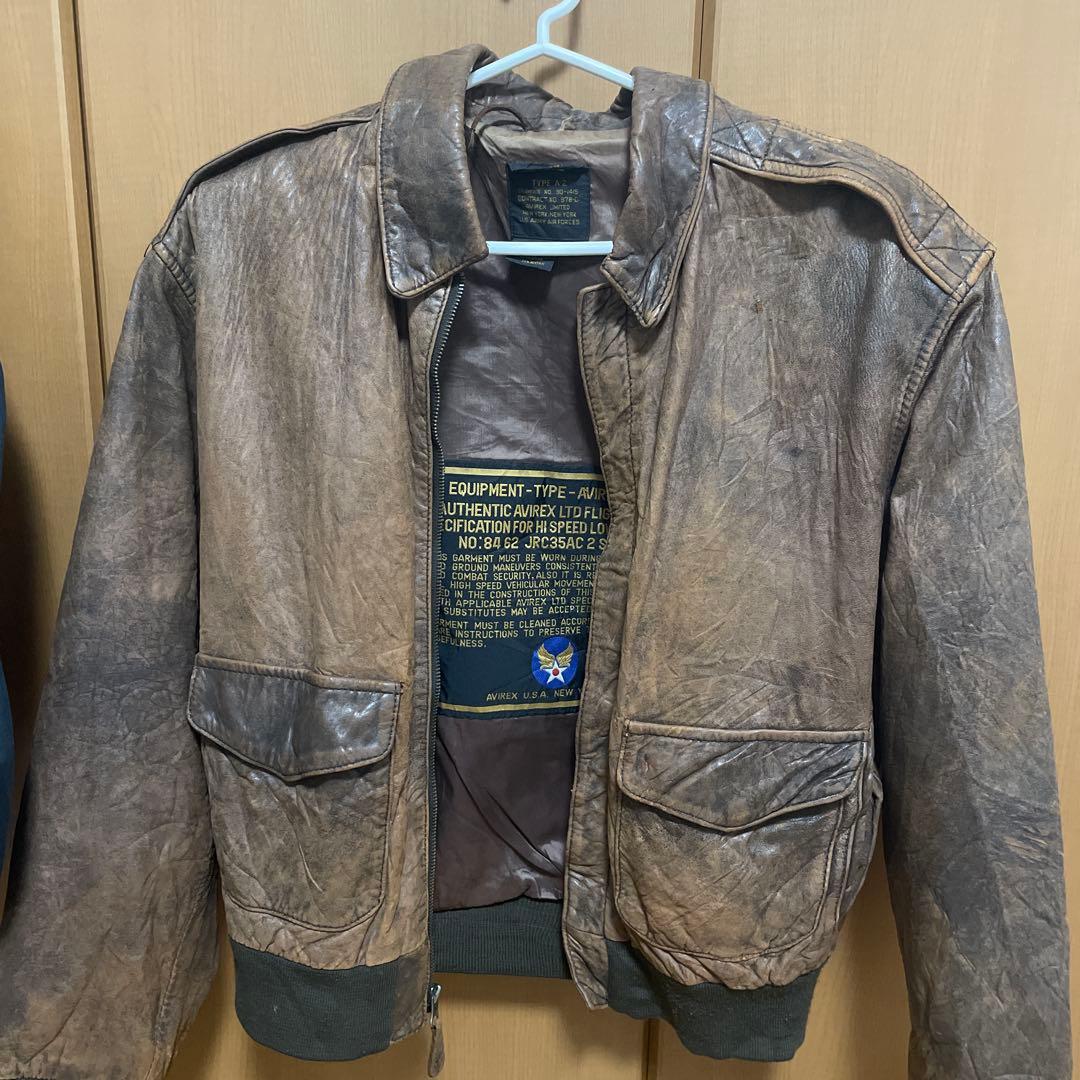 土日限定値下げ アヴィレックス USA製 A-2 レザー 本革フライトジャケット