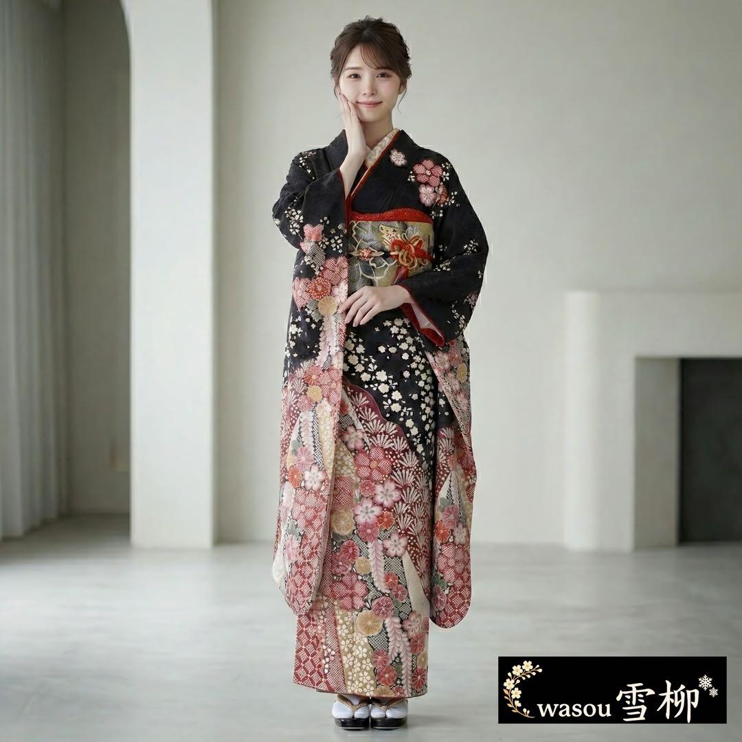 【京都キモノ友禅】金駒刺繍×部分絞り銀通し煌めく王道古典振袖フルセット　成人式