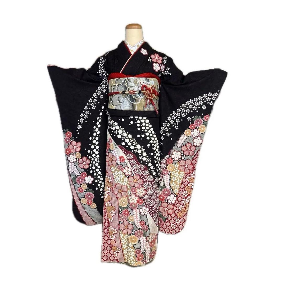 【京都キモノ友禅】金駒刺繍×部分絞り銀通し煌めく王道古典振袖フルセット　成人式