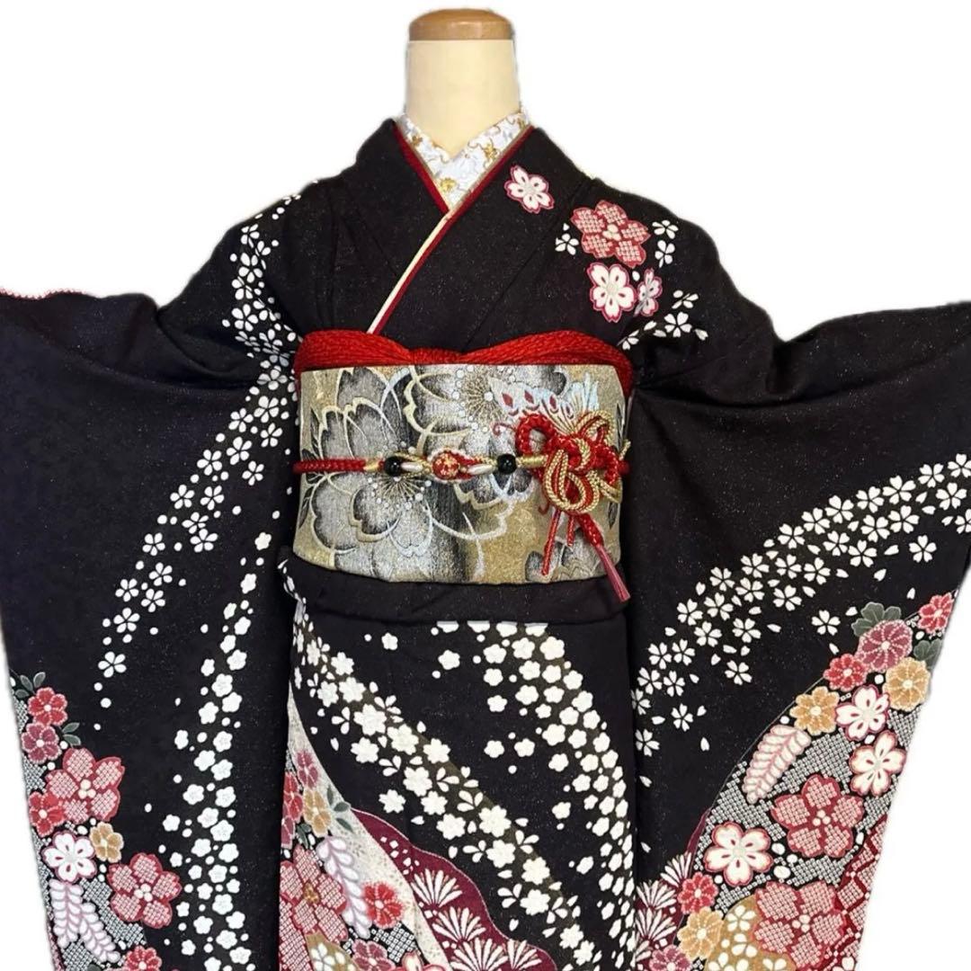 【京都キモノ友禅】金駒刺繍×部分絞り銀通し煌めく王道古典振袖フルセット　成人式