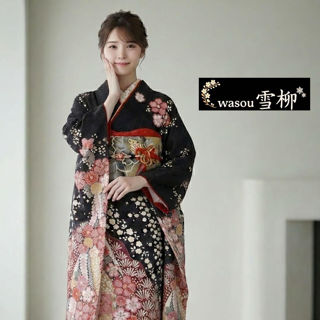 【京都キモノ友禅】金駒刺繍×部分絞り銀通し煌めく王道古典振袖フルセット　成人式