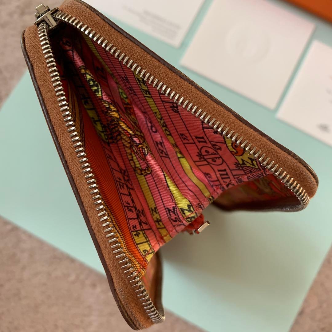 HERMES ブラウン 長財布　シルクイン コニャック