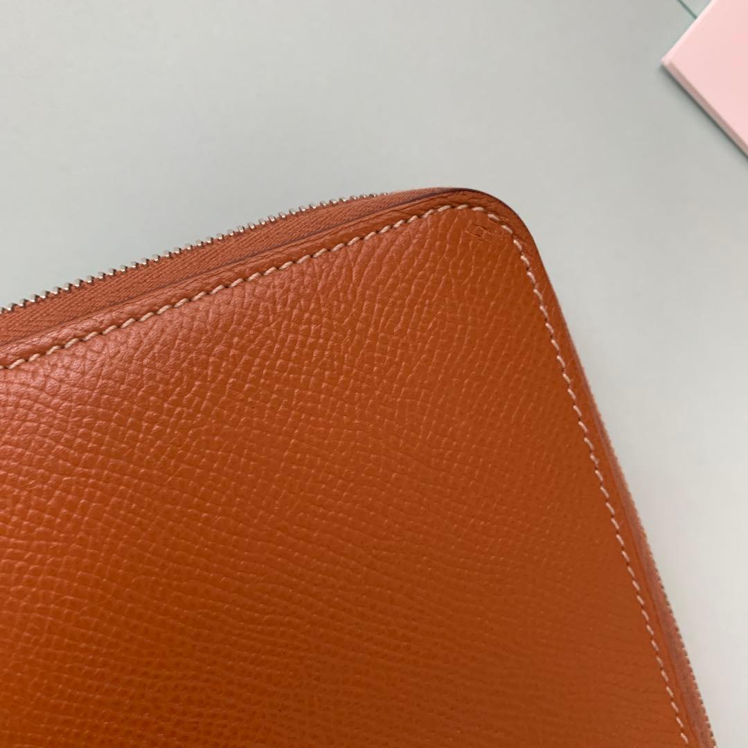 HERMES ブラウン 長財布　シルクイン コニャック