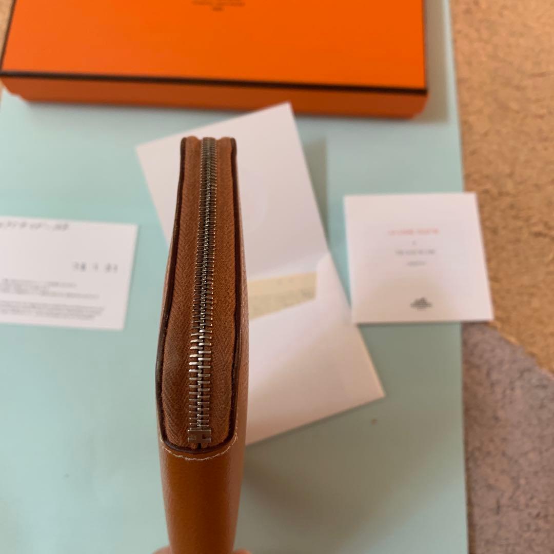 HERMES ブラウン 長財布　シルクイン コニャック