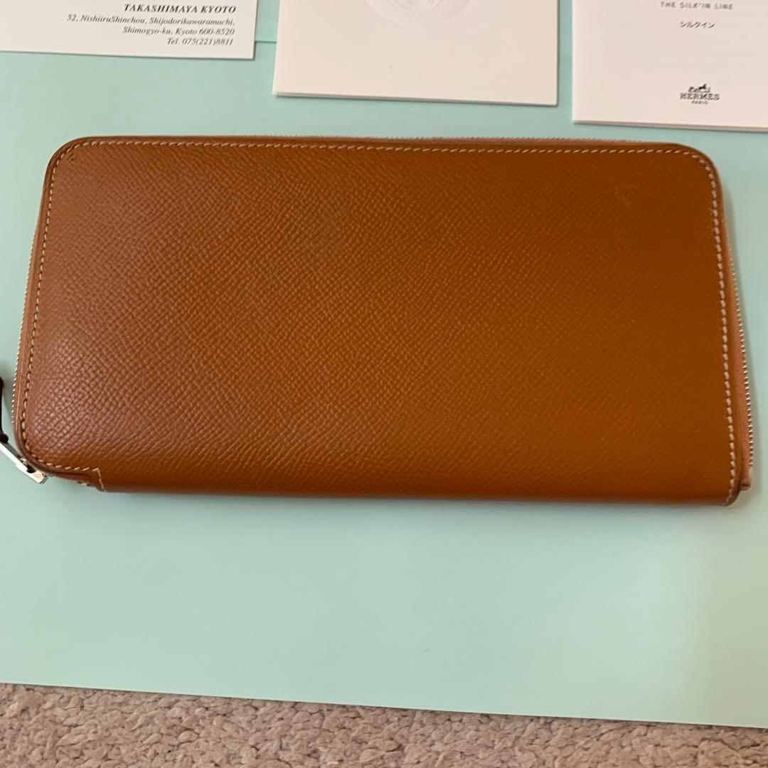 HERMES ブラウン 長財布　シルクイン コニャック