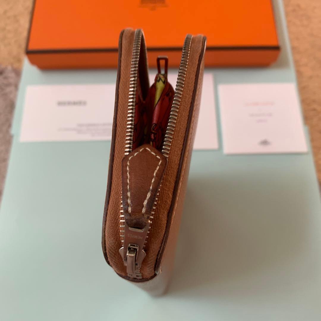 HERMES ブラウン 長財布　シルクイン コニャック