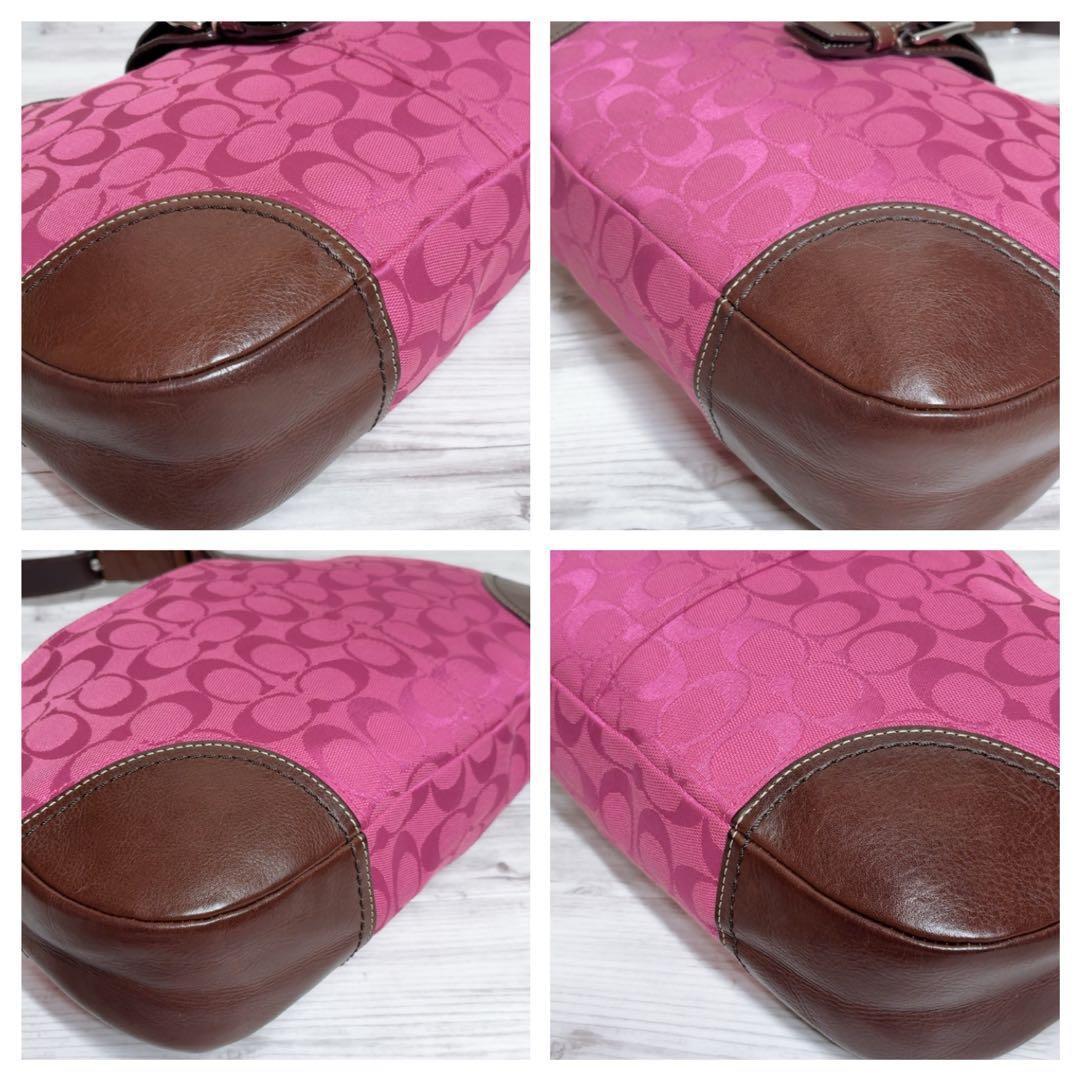 COACH ワンショルダー ソーホー シグネチャー ピンク レザー キャンバス