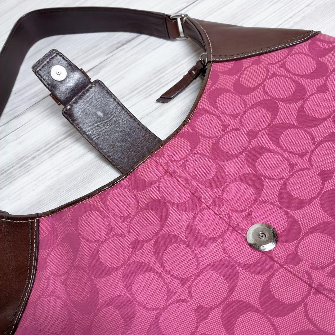 COACH ワンショルダー ソーホー シグネチャー ピンク レザー キャンバス