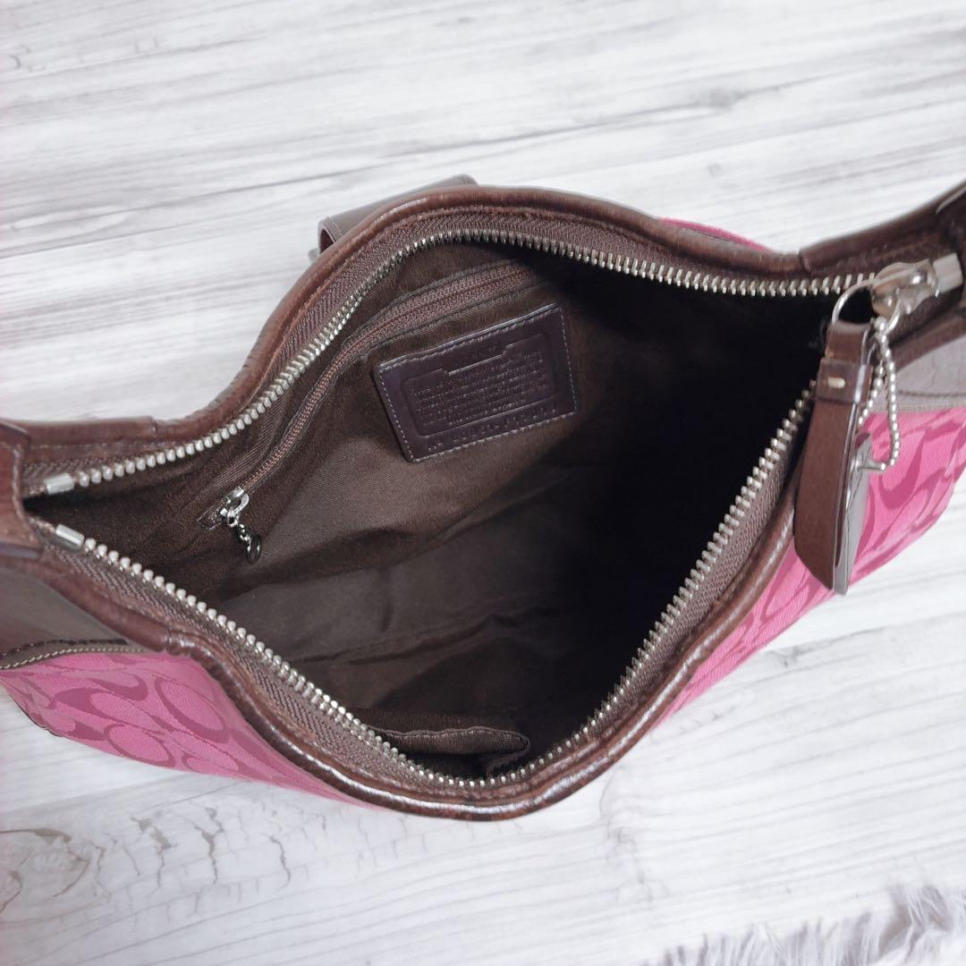 COACH ワンショルダー ソーホー シグネチャー ピンク レザー キャンバス