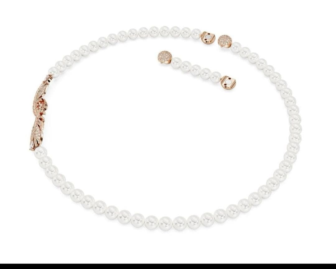 スワロフスキー Nice ネックレス フェザー ローズゴールド