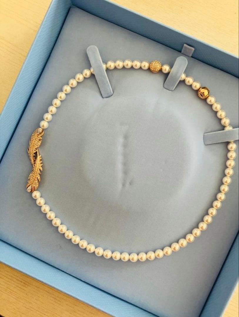 スワロフスキー Nice ネックレス フェザー ローズゴールド