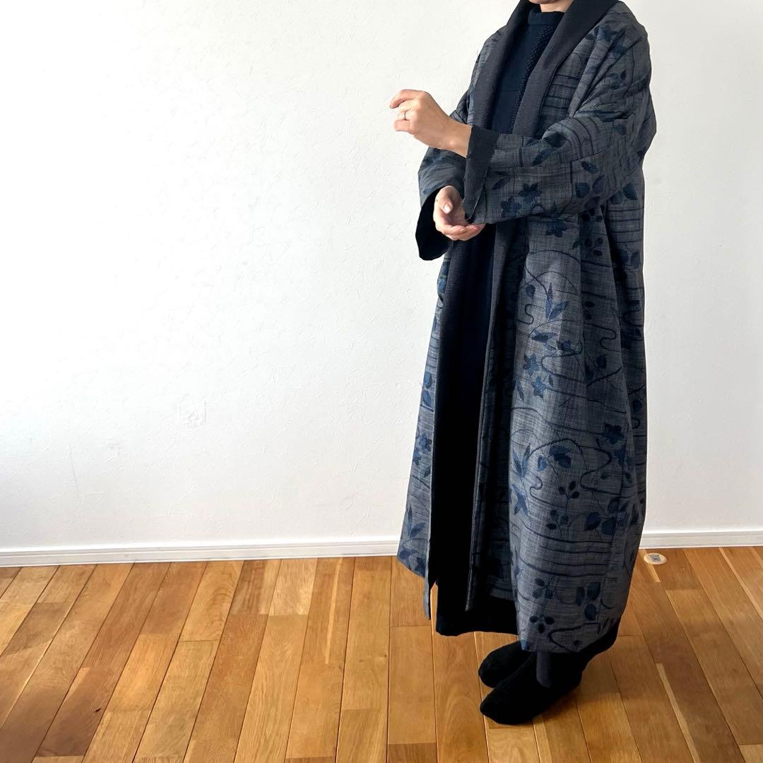 ✴︎本場大島紬✳︎✴︎ローブコート✴︎正絹✴︎着物リメイク＊リバーシブル＊