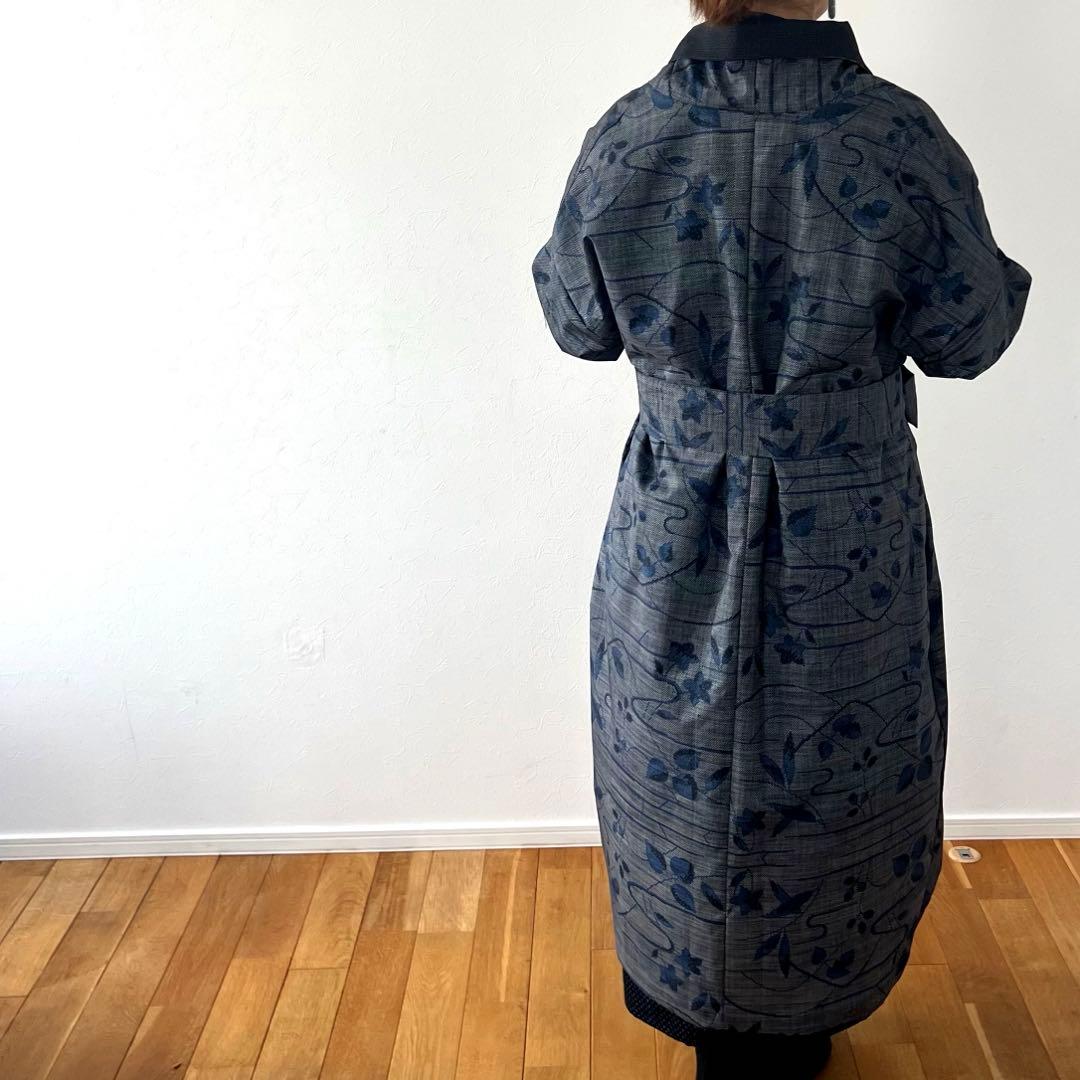 ✴︎本場大島紬✳︎✴︎ローブコート✴︎正絹✴︎着物リメイク＊リバーシブル＊