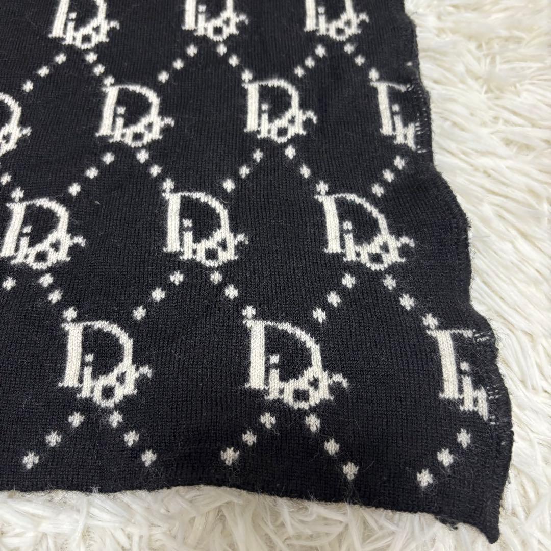 クリスチャンディオール トロッター柄　リバーシブル ウール マフラー 黒　白