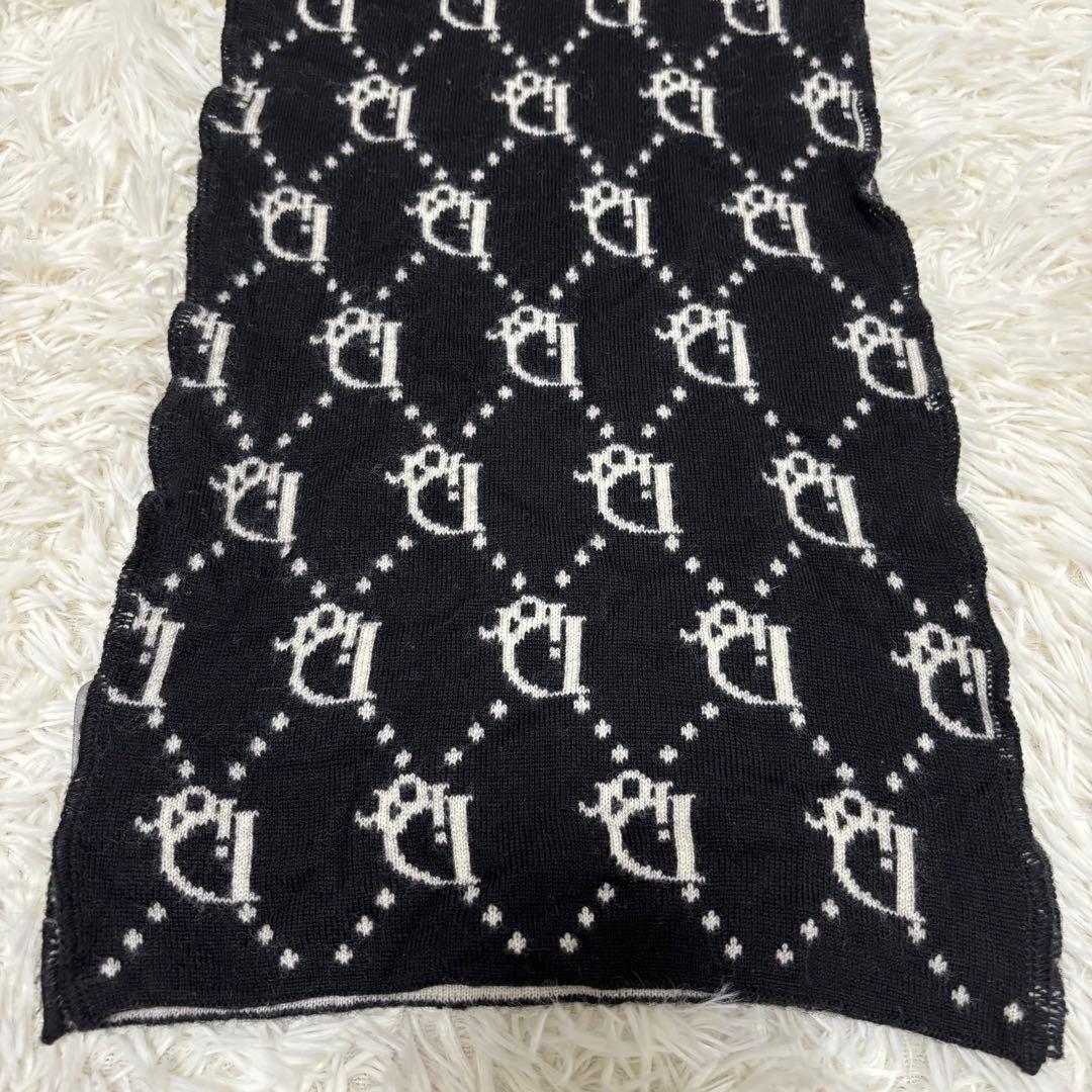 クリスチャンディオール トロッター柄　リバーシブル ウール マフラー 黒　白