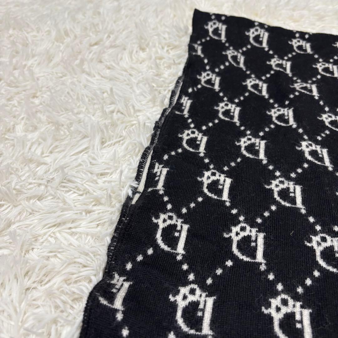 クリスチャンディオール トロッター柄　リバーシブル ウール マフラー 黒　白