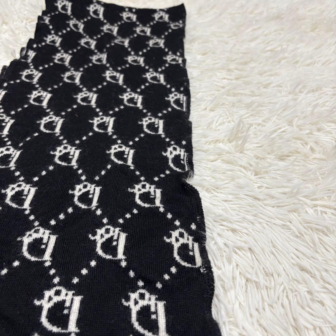 クリスチャンディオール トロッター柄　リバーシブル ウール マフラー 黒　白