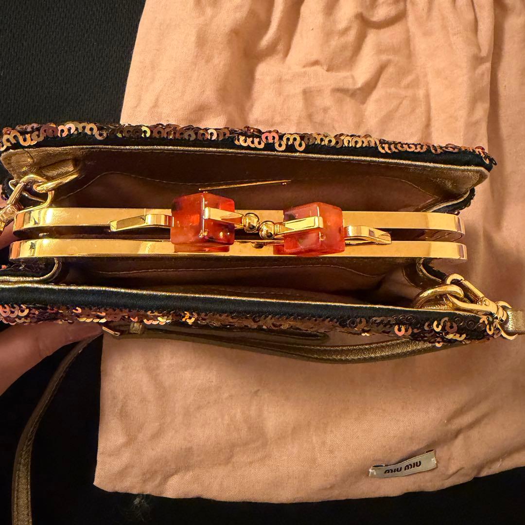 miu miu スパンコール クラッチバッグ　がま口　パーティバック　結婚式