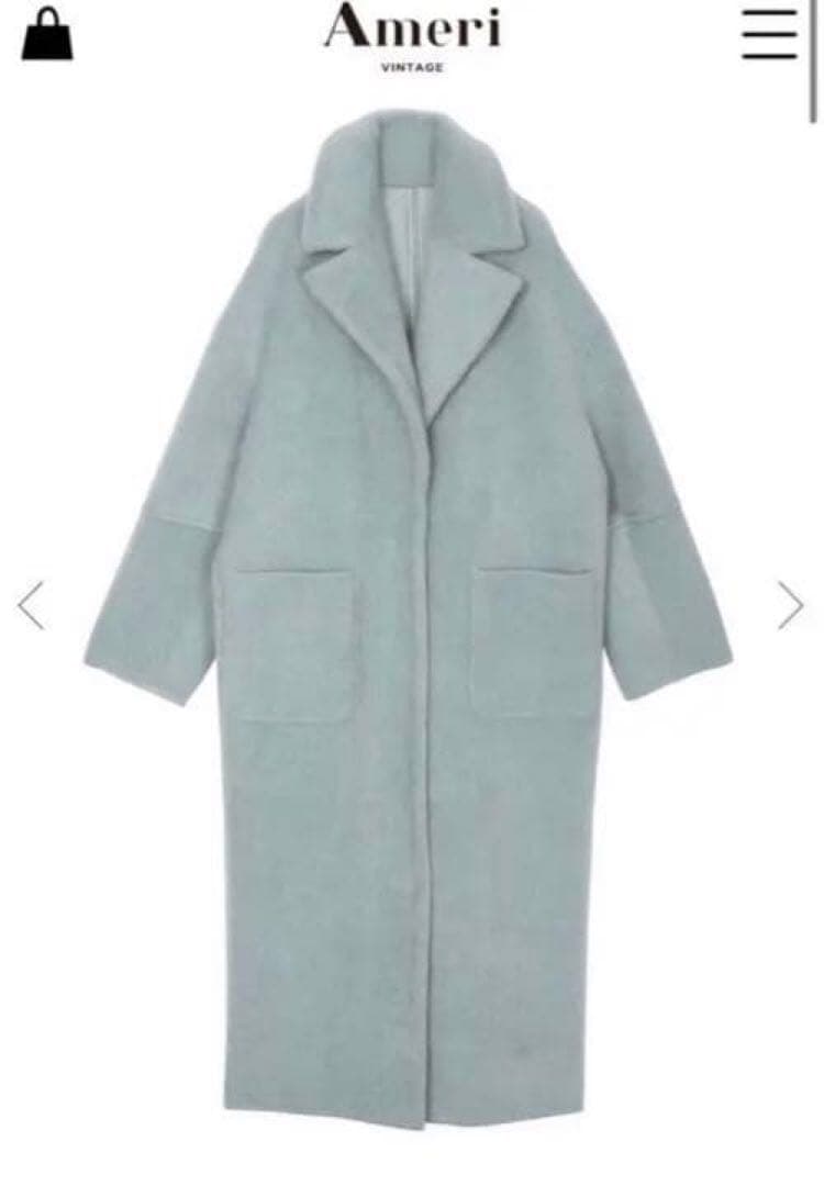 Ameri ロングコート　ブランケットライクフェイクムートンコート　ミント
