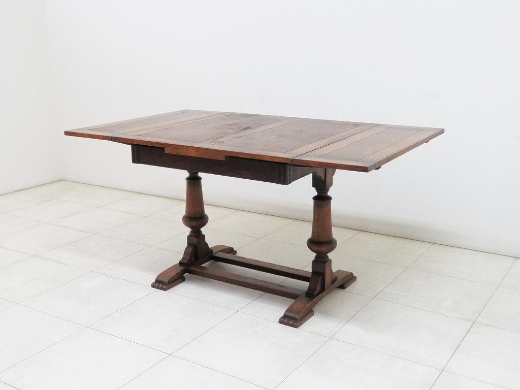 英国 イギリス アンティーク ドローリーフテーブル 拡張 オーク材 ダイニング