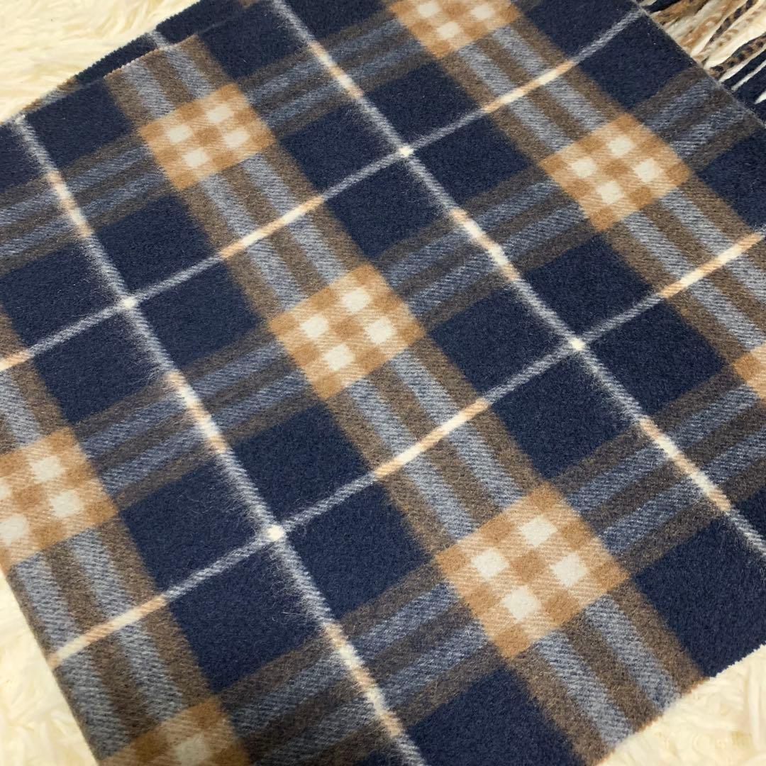 【未使用級】 Burberrys バーバリー ピュアカシミヤ マフラー ネイビー