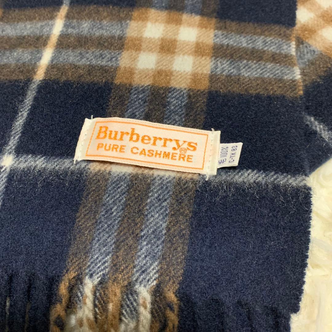 【未使用級】 Burberrys バーバリー ピュアカシミヤ マフラー ネイビー