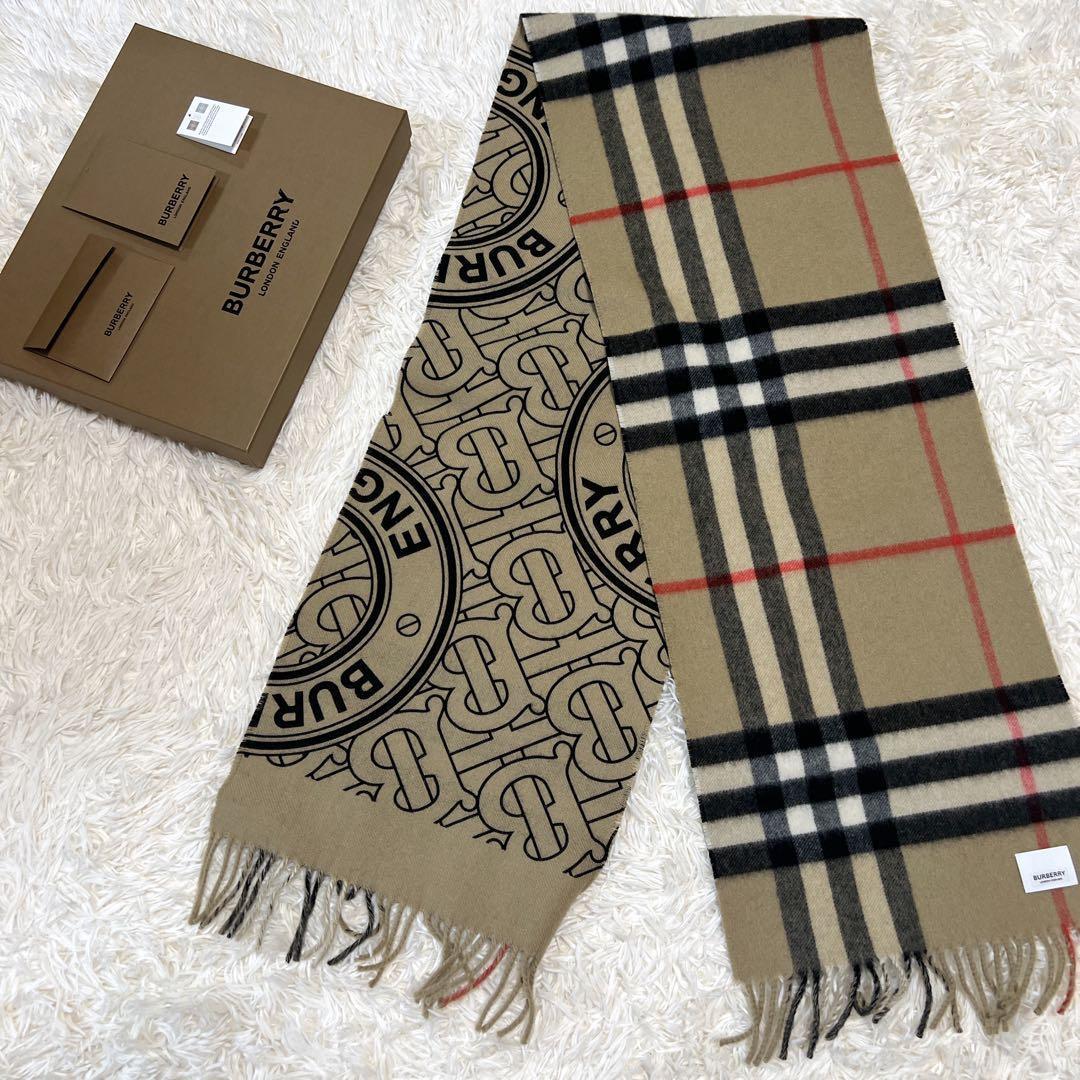 小さい7⭐️バーバリー TB メガチェック カシミヤ マフラー モンタージュ