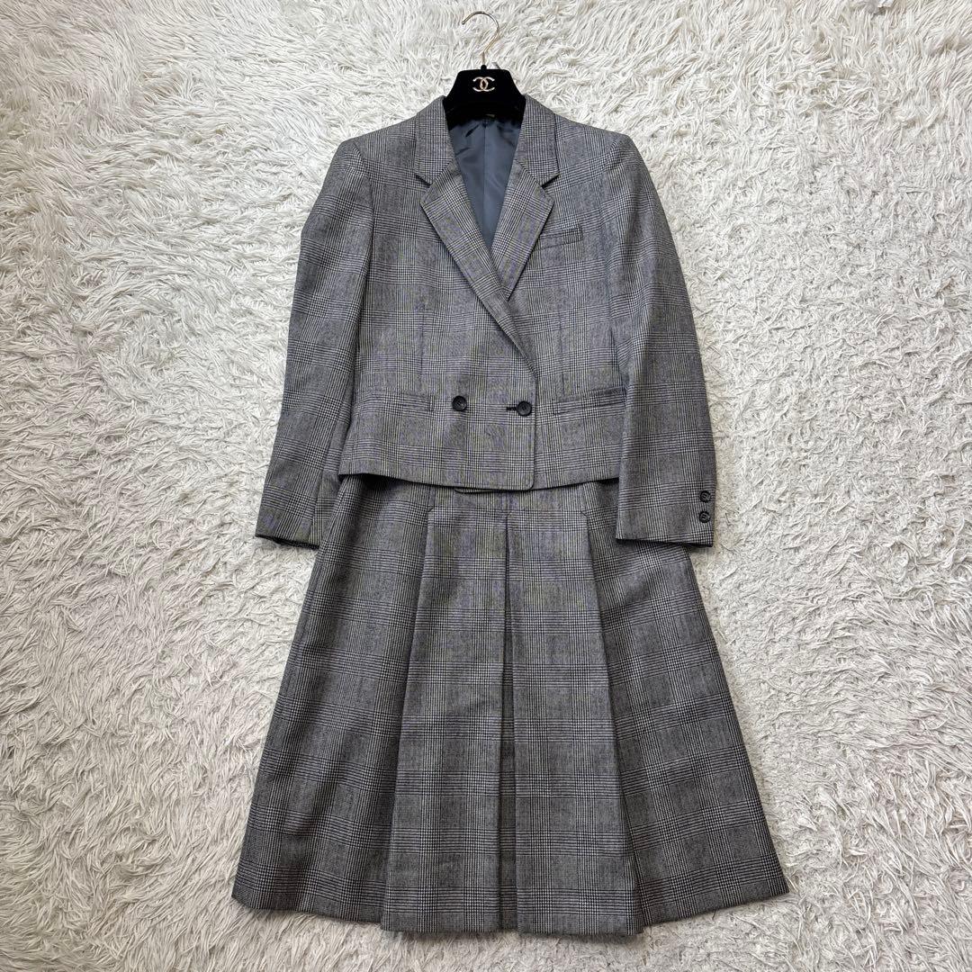 希少【バーバリーズ】グレンチェック　ロングスカート　ダブル　セットアップ　9 7
