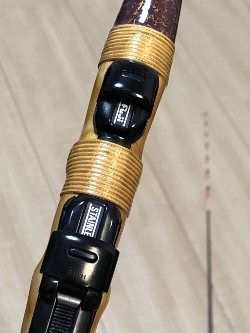 DAM 釣りロッド和竿風 2本継ぎ ハゼ・チヌ・筏釣り 漆塗り 螺鈿細工 美品