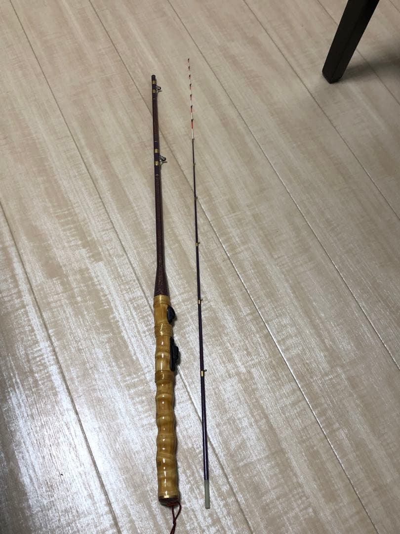 DAM 釣りロッド和竿風 2本継ぎ ハゼ・チヌ・筏釣り 漆塗り 螺鈿細工 美品