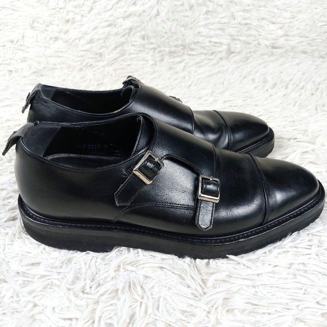 WH ダブルエイチ ダブルモンクストラップ ベルト オールレザー 革靴 ブラック