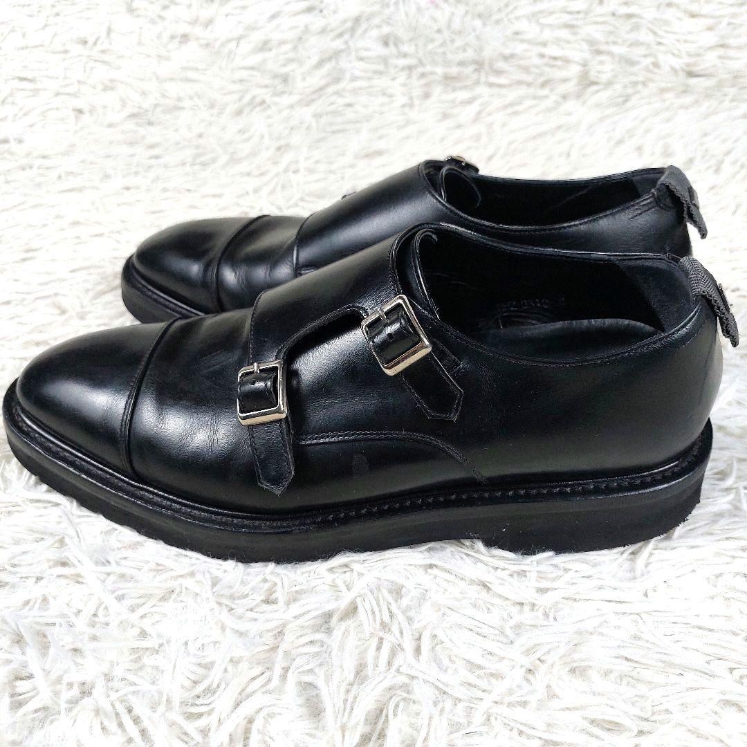 WH ダブルエイチ ダブルモンクストラップ ベルト オールレザー 革靴 ブラック