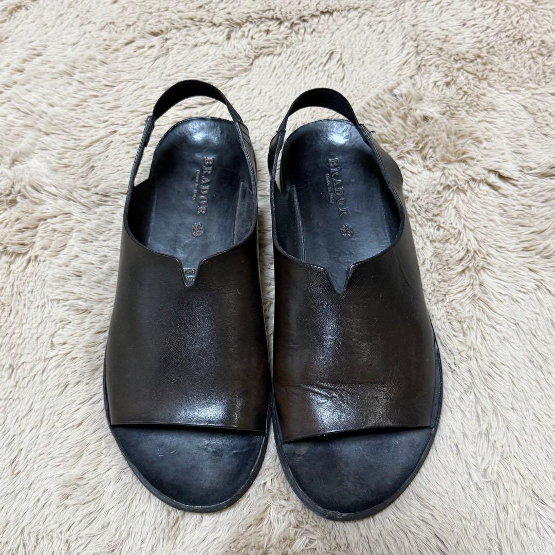 BRADOR ブラドール ダークブラウン レザー サンダル 39 イタリア