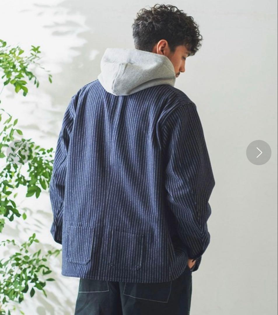 は*ち様 【美品】Nigel Cabournフレンチワークジャケットウールヒッコ