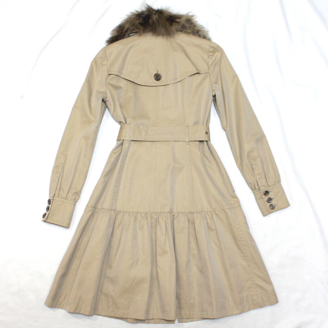 超美品 バーバリー トレンチコート 38 ファー付き ノバチェック裏地