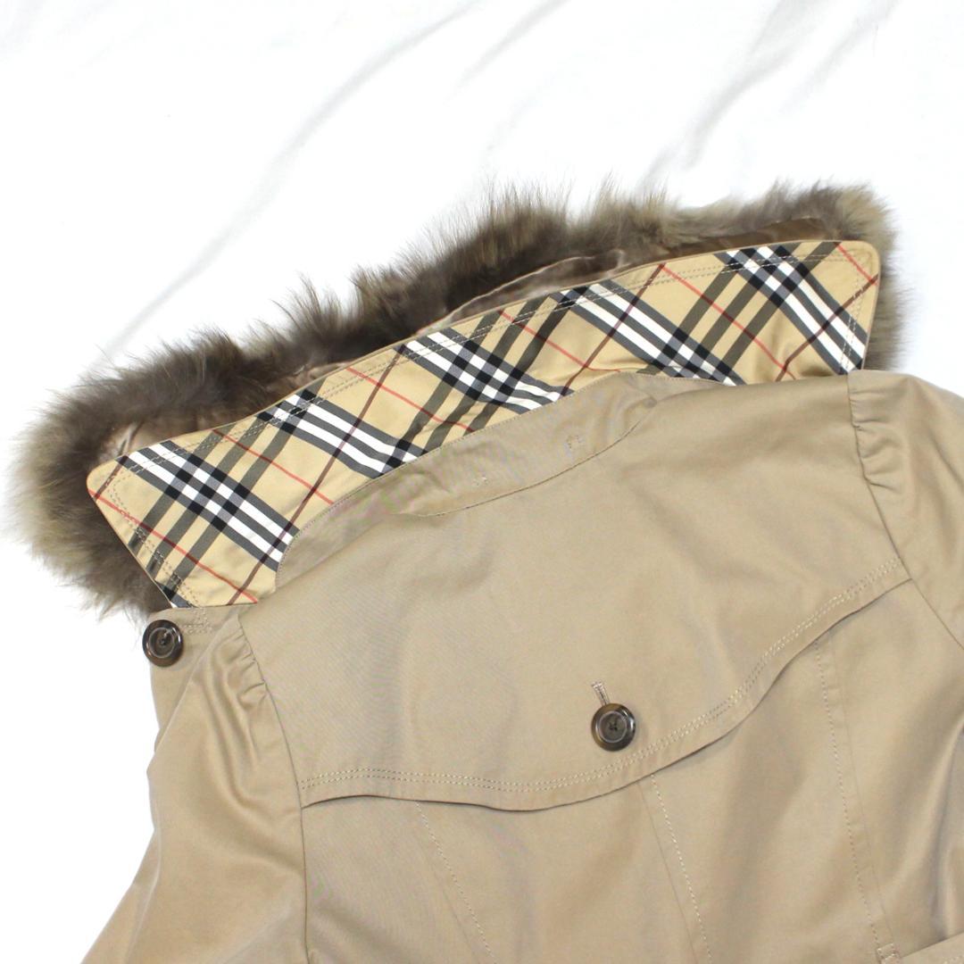 超美品 バーバリー トレンチコート 38 ファー付き ノバチェック裏地