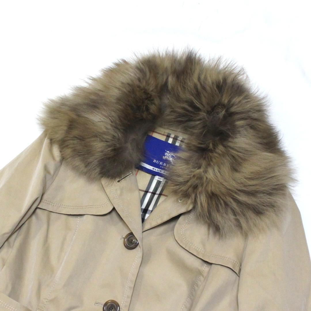 超美品 バーバリー トレンチコート 38 ファー付き ノバチェック裏地