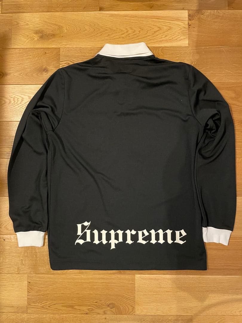 Supreme 黒 長袖ポロシャツ S